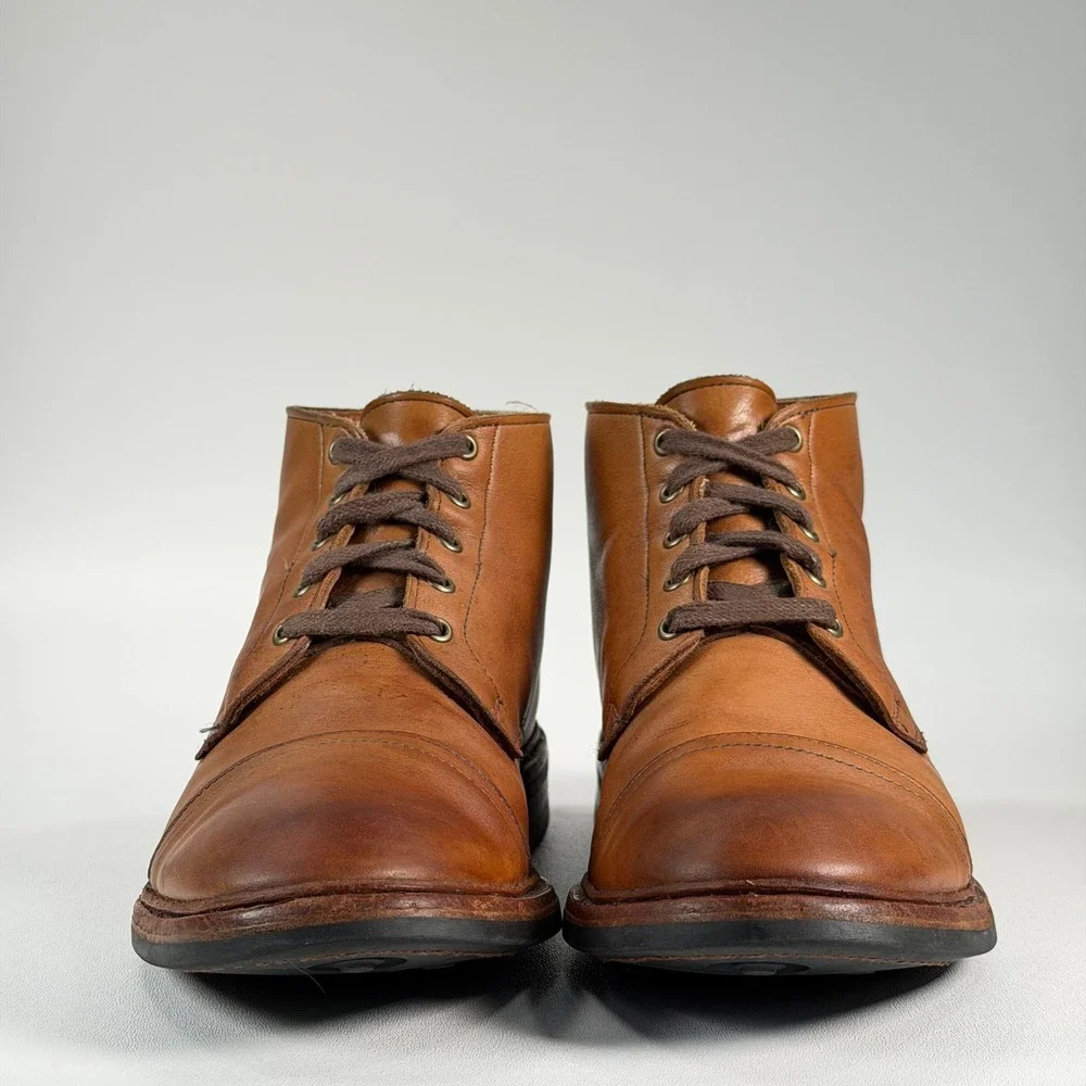 Allen Edmonds Patton Boots Mens 10 Brown Leather Cap Toe Lace Up Combat Dainite